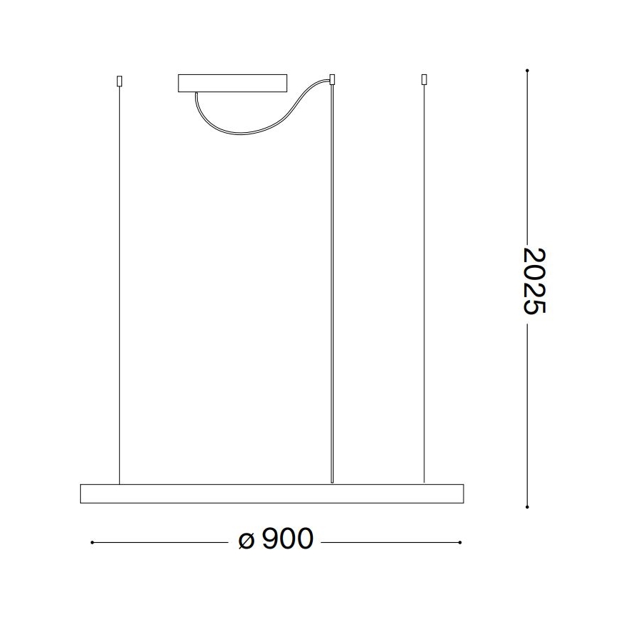 Ideal Lux - Lustre LED suspenso por cabo ORACLE SLIM LED/53W/230V 2700K CRI 90 diâmetro 90 cm preto