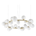 Ideal Lux - Lustre LED suspenso em cabo PERLAGE 25xG9/3W/230V 110 cm dourado/branco