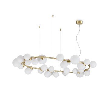Ideal Lux - Lustre LED suspenso em cabo PERLAGE 30xG9/3W/230V 143 cm dourado/branco
