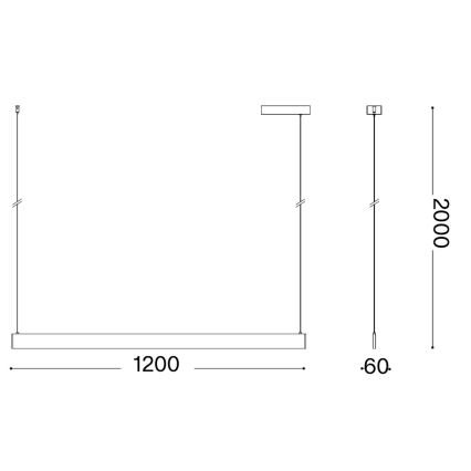 Ideal Lux - Lustre LED suspenso por cabo DESK WIDE LED/36W/230V CRI 90 120 cm preto