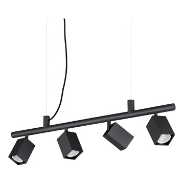 Ideal Lux - Lustre LED suspenso por cabo DYNAMITE 4xGU10/7W/230V CRI 90 preto