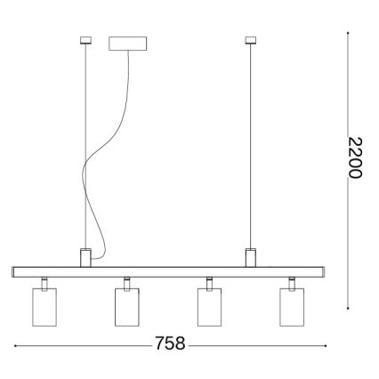 Ideal Lux - Lustre LED suspenso por cabo DYNAMITE 4xGU10/7W/230V CRI 90 preto