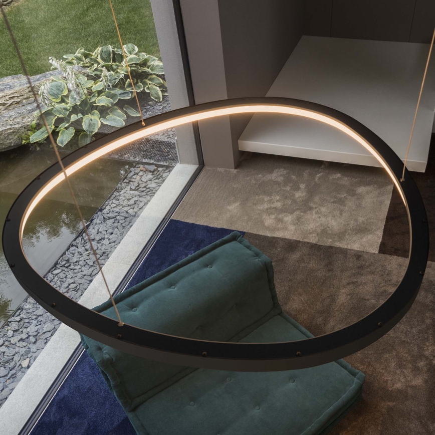 Ideal Lux - Lustre LED suspenso por cabo GEMINI LED/47W/230V 2700K, diâmetro 61 cm, CRI 90, preto
