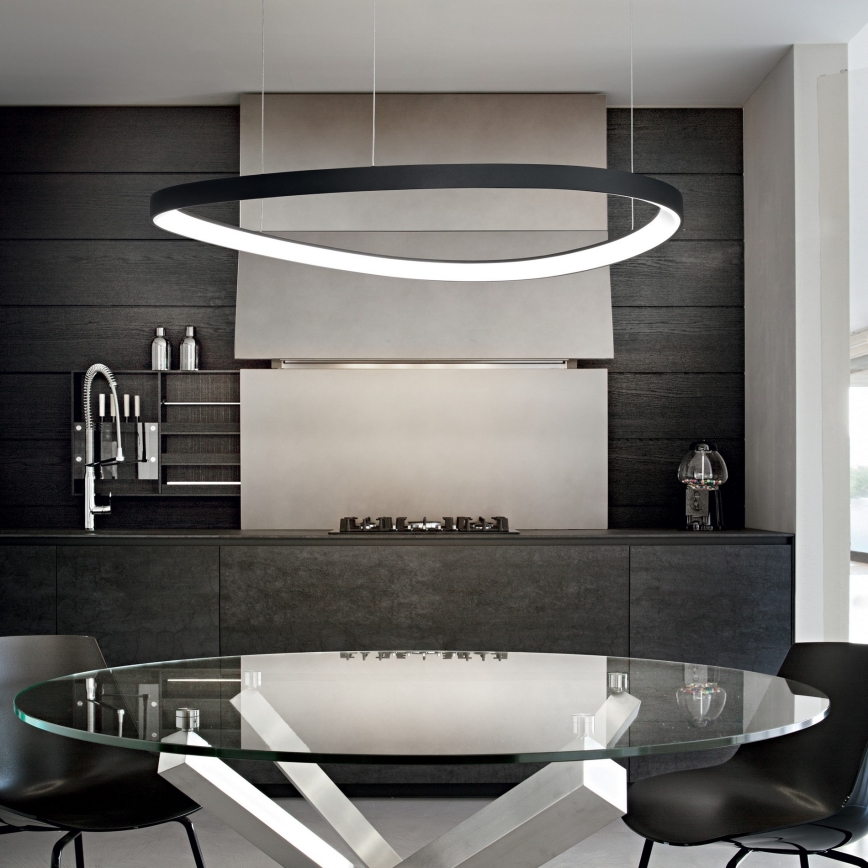 Ideal Lux - Lustre LED suspenso por cabo GEMINI LED/78W/230V 2700K Ø 105 cm CRI 90 preto