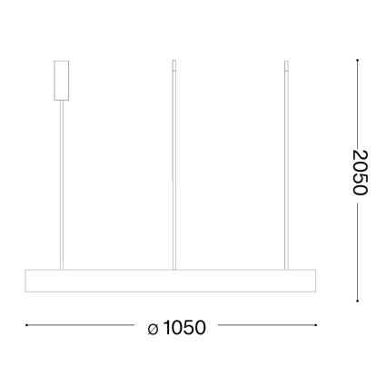 Ideal Lux - Lustre LED suspenso por cabo GEMINI LED/78W/230V 2700K Ø 105 cm CRI 90 preto