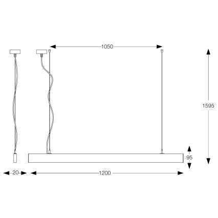 Ideal Lux - Lustre LED suspenso por cabo LINUS LED/32W/230V 4000K CRI 90 120 cm preto