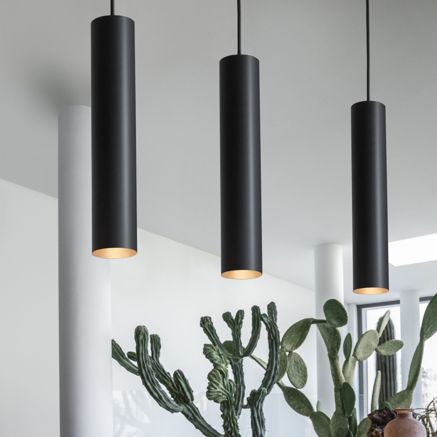 Ideal Lux - Lustre LED suspenso por cabo LOOK 1xGU10/7W/230V CRI 90 Ø 6 cm preto