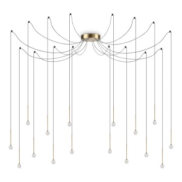 Ideal Lux - Lustre LED suspenso por cabo LUCCIOLA 16xLED/16W/230V CRI 90, design aranha com acabamento em latão