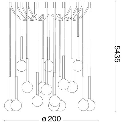 Ideal Lux - Lustre LED suspenso por cabo LUCCIOLA 16xLED/16W/230V CRI 90, design aranha com acabamento em latão