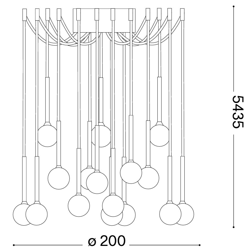 Ideal Lux - Lustre LED suspenso por cabo LUCCIOLA 16xLED/16W/230V CRI 90 estilo aranha preto