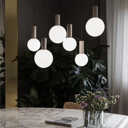 Ideal Lux - Lustre LED suspenso por cabo ODEON LED/8W/230V CRI 90 Ø 20 cm bege/branco