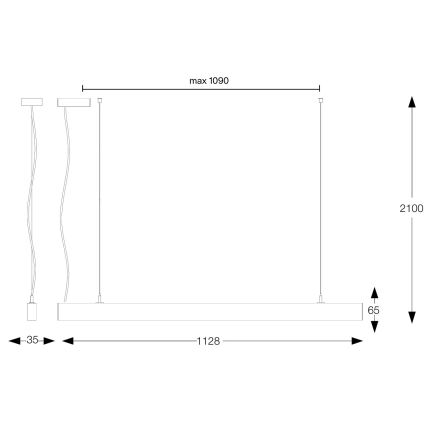 Ideal Lux - Lustre LED suspenso por cabo OFFICE LED/30W/230V 3000K CRI 90 preto