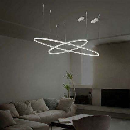 Ideal Lux - Lustre LED suspenso por cabo ORACLE SLIM LED/29W/230V 3000K IRC 90 Ø 50 cm branco