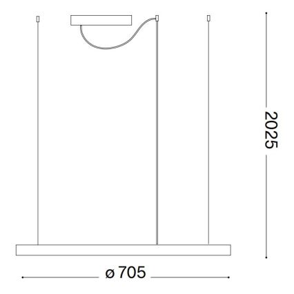 Ideal Lux - Lustre LED suspenso em cabo ORACLE SLIM LED/37W/230V 2700K CRI 90, diâmetro 70 cm, preto