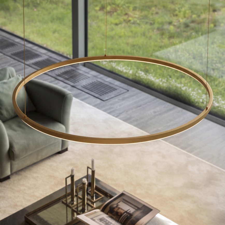 Ideal Lux - Lustre LED suspenso por cabo ORACLE SLIM LED/37W/230V 3000K IRC 90 Ø 70 cm dourado