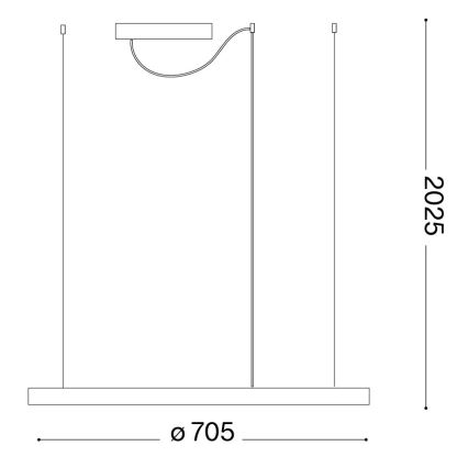 Ideal Lux - Lustre LED suspenso por cabo ORACLE SLIM LED/37W/230V 3000K IRC 90 Ø 70 cm dourado