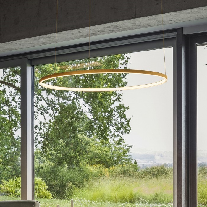 Ideal Lux - Lustre LED suspenso por cabo ORACLE SLIM LED/37W/230V 4000K CRI 90 Ø 70 cm dourado