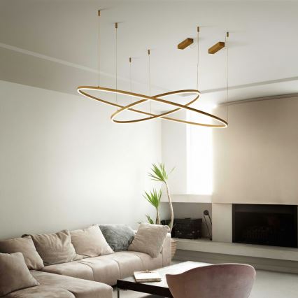 Ideal Lux - Lustre LED suspenso por cabo ORACLE SLIM LED/37W/230V 3000K CRI 90 Ø 70 cm dourado