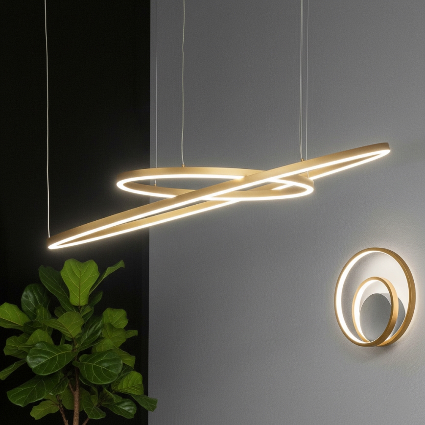 Ideal Lux - Lustre LED suspenso por cabo ORACLE SLIM LED/53W/230V 4000K CRI 90 Ø 90 cm dourado