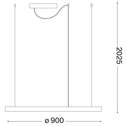 Ideal Lux - Lustre LED suspenso por cabo ORACLE SLIM LED/53W/230V 4000K CRI 90 Ø 90 cm dourado