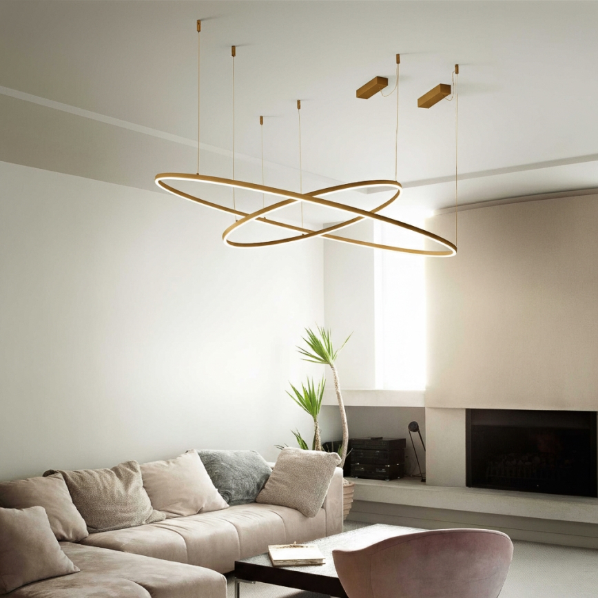 Ideal Lux - Lustre LED suspenso por cabo ORACLE SLIM LED/81W/230V 3000K CRI 90 Ø 150 cm dourado