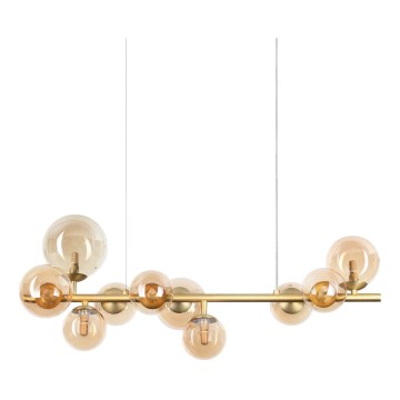 Ideal Lux - Lustre LED suspenso por cabo PERLAGE 10xG9/3W/230V 81 cm dourado/bege fumê