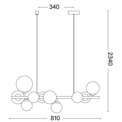 Ideal Lux - Lustre LED suspenso por cabo PERLAGE 10xG9/3W/230V 81 cm dourado/bege fumê