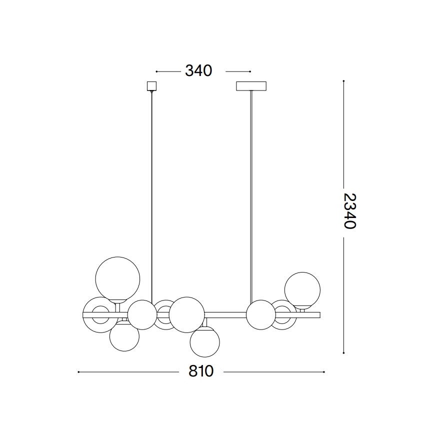 Ideal Lux - Lustre LED suspenso por cabo PERLAGE 10xG9/3W/230V 81 cm dourado/bege fumê