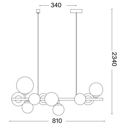 Ideal Lux - Lustre LED suspenso por cabo PERLAGE 10xG9/3W/230V 81 cm preto/fumado