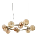 Ideal Lux - Lustre LED suspenso por cabo PERLAGE 11xG9/3W/230V diâmetro 73 cm dourado/bege fumê