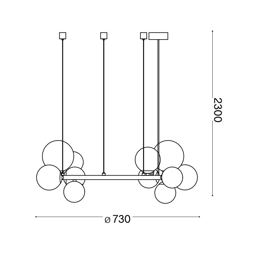 Ideal Lux - Lustre LED pendente com cabo PERLAGE 11xG9/3W/230V, Ø 73 cm, preto/fumê