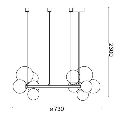 Ideal Lux - Lustre LED suspenso por cabo PERLAGE 11xG9/3W/230V diâmetro 73 cm dourado/bege fumê