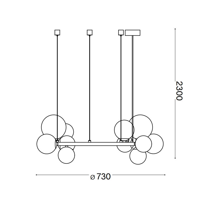 Ideal Lux - Lustre LED suspenso por cabo PERLAGE 11xG9/3W/230V diâmetro 73 cm dourado/bege fumê