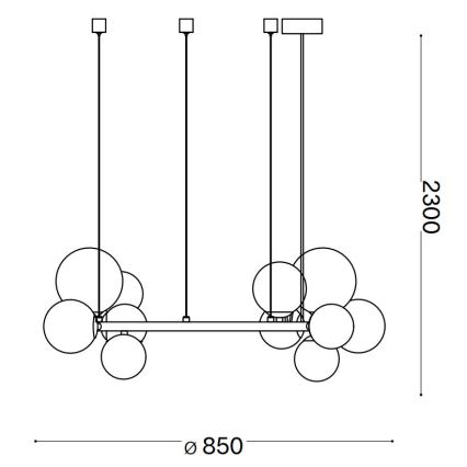 Ideal Lux - Lustre LED suspenso por cabo PERLAGE 14xG9/3W/230V Ø 85 cm dourado/bege fumê