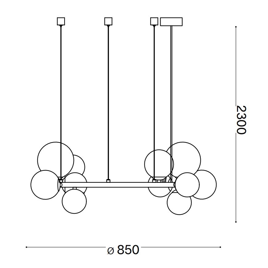 Ideal Lux - Lustre LED suspenso por cabo PERLAGE 14xG9/3W/230V Ø 85 cm dourado/bege fumê