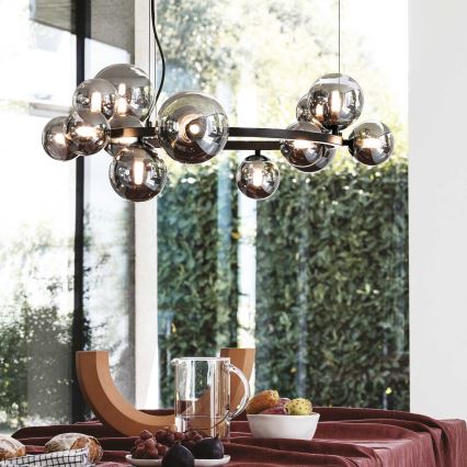 Ideal Lux - Lustre LED suspenso em cabo PERLAGE 14xG9/3W/230V Ø 85 cm preto/fumê