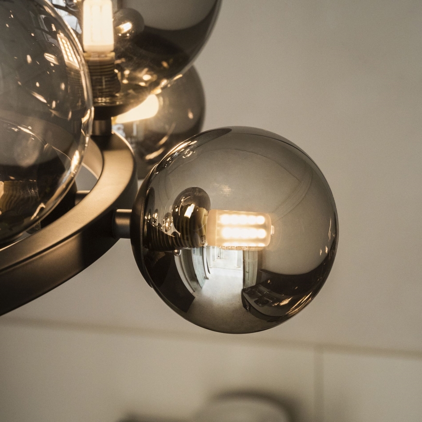 Ideal Lux - Lustre LED suspenso em cabo PERLAGE 14xG9/3W/230V Ø 85 cm preto/fumê