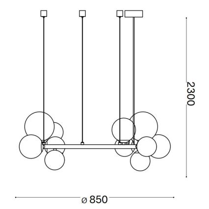 Ideal Lux - Lustre LED suspenso em cabo PERLAGE 14xG9/3W/230V Ø 85 cm preto/fumê