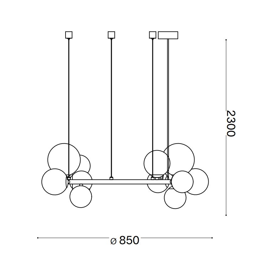 Ideal Lux - Lustre LED suspenso em cabo PERLAGE 14xG9/3W/230V Ø 85 cm preto/fumê