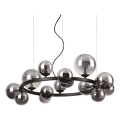 Ideal Lux - Lustre LED suspenso por cabo PERLAGE 14xG9/3W/230V Ø 85 cm preto/fumê