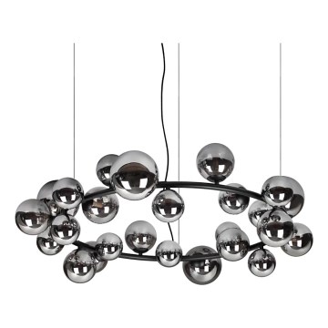 Ideal Lux - Lustre LED suspenso por cabo PERLAGE 25xG9/3W/230V 110 cm preto/fumê