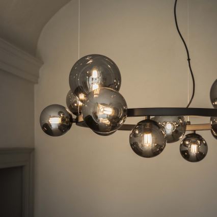 Ideal Lux - Lustre LED suspenso por cabo PERLAGE 25xG9/3W/230V 110 cm preto/fumê
