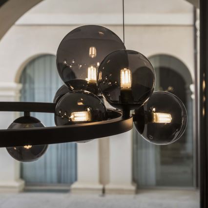 Ideal Lux - Lustre LED suspenso por cabo PERLAGE 25xG9/3W/230V 110 cm preto/fumê