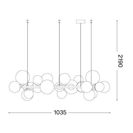 Ideal Lux - Lustre LED suspenso por cabo PERLAGE 25xG9/3W/230V 110 cm preto/fumê