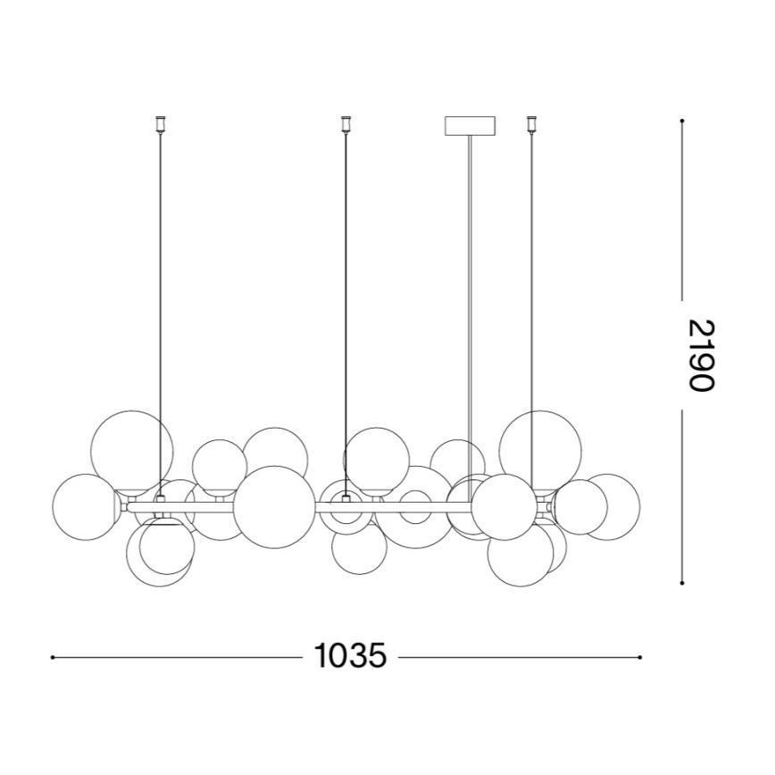 Ideal Lux - Lustre LED suspenso por cabo PERLAGE 25xG9/3W/230V 110 cm preto/fumê