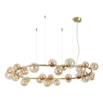 Ideal Lux - Lustre LED suspenso por cabo PERLAGE 30xG9/3W/230V 143 cm dourado/bege fumado