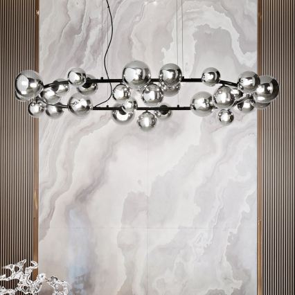 Ideal Lux - Lustre LED suspenso por cabo PERLAGE 30xG9/3W/230V 143 cm preto/fumê