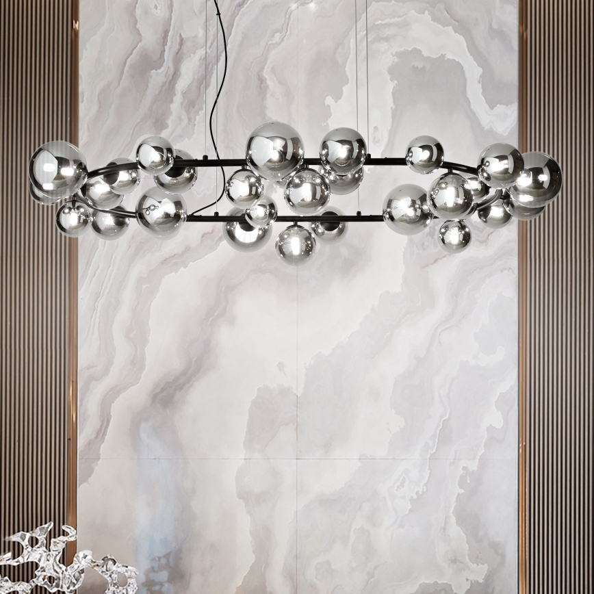 Ideal Lux - Lustre LED suspenso por cabo PERLAGE 30xG9/3W/230V 143 cm preto/fumê