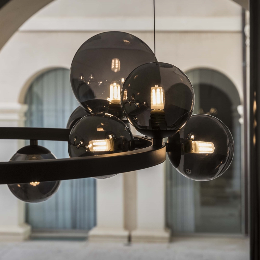 Ideal Lux - Lustre LED suspenso por cabo PERLAGE 30xG9/3W/230V 143 cm preto/fumê