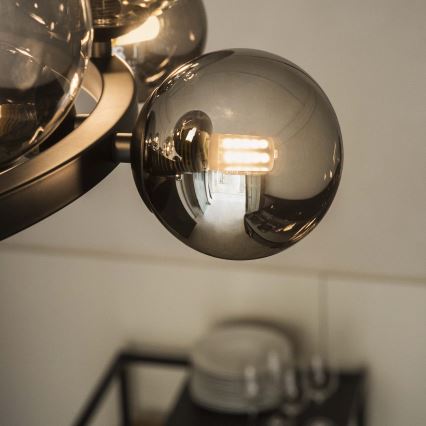 Ideal Lux - Lustre LED suspenso por cabo PERLAGE 30xG9/3W/230V 143 cm preto/fumê